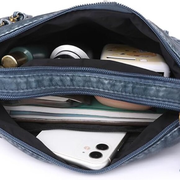 Leather Denim Purses for Women Jean Purse Denim Crossbody Shoulder Bag Tote Hand - Picture 5 of 6